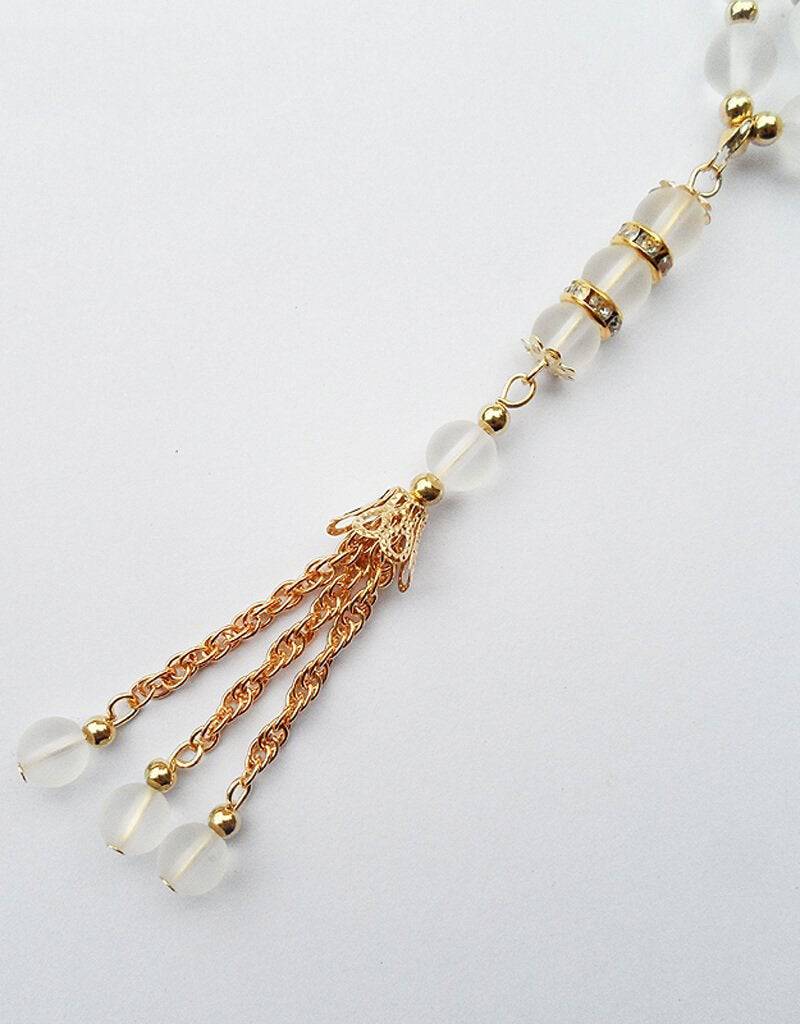 ney White Beads Prayer Necklace String Muslim Christian Faith New 