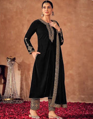 Hot Black Readymade Girls Fashionable Dress Indian Pant Suit Salwar Kameez  Kurta