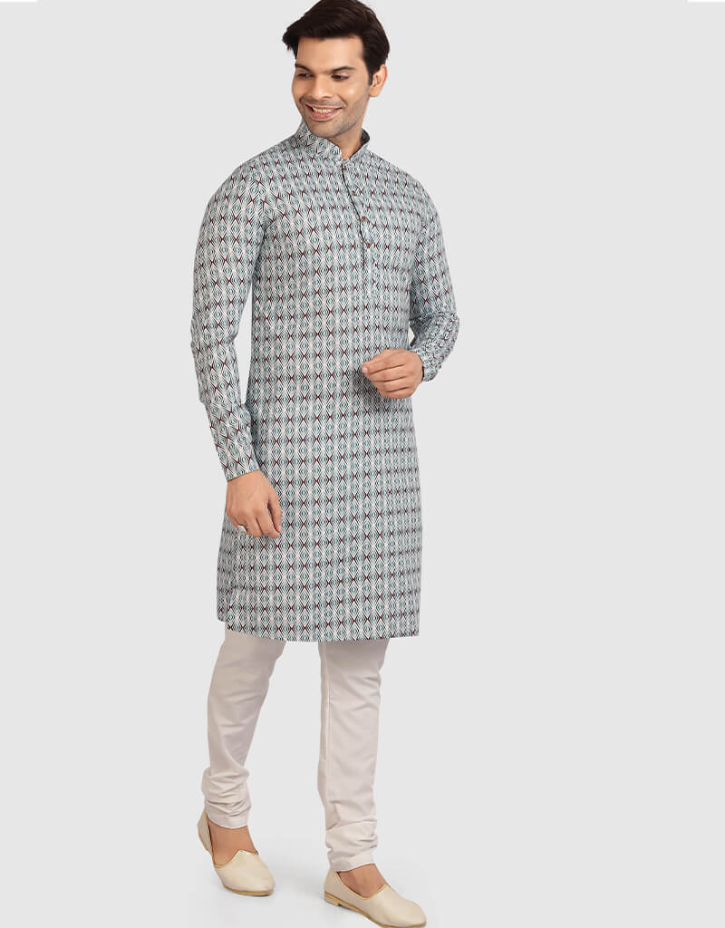 Blue Kurta Cotton Chudidaar Blue Printed – Arabic attire