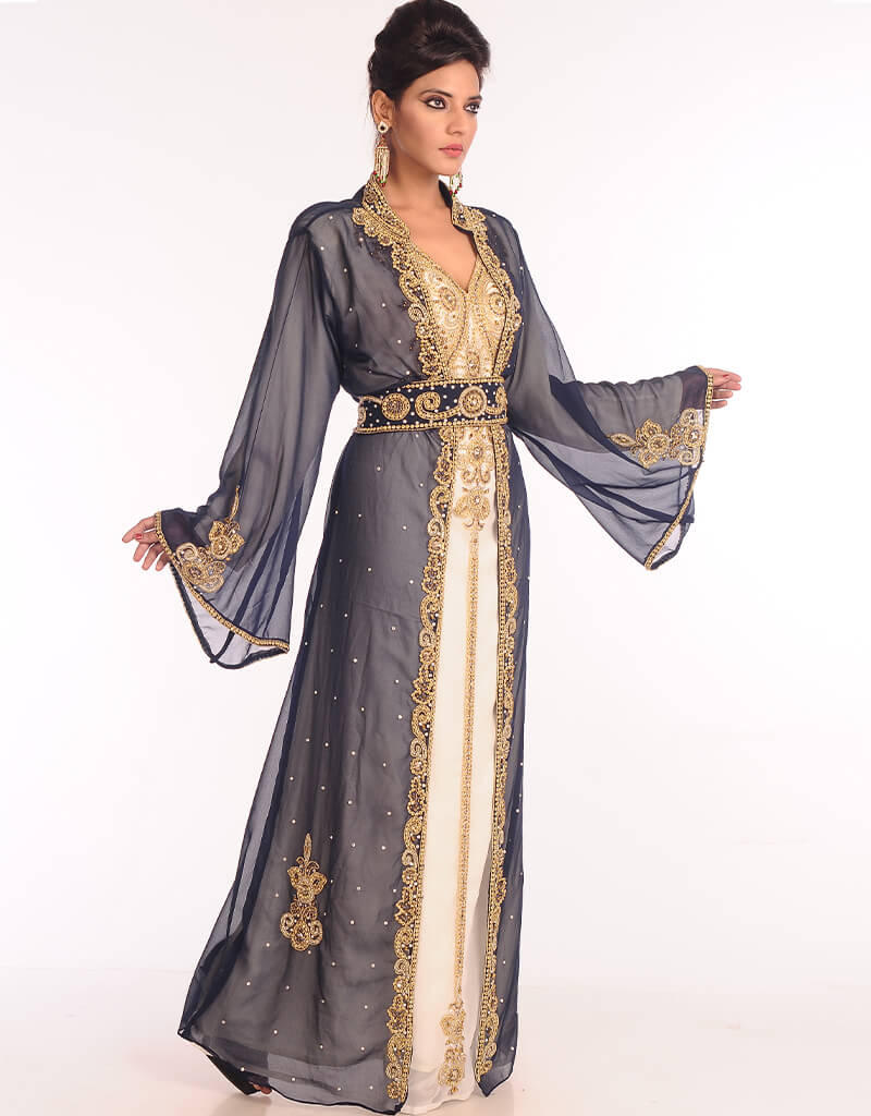 Chic Multi Color Georgette Hand Embroidery Party Wear Kaftan Moroccon ...