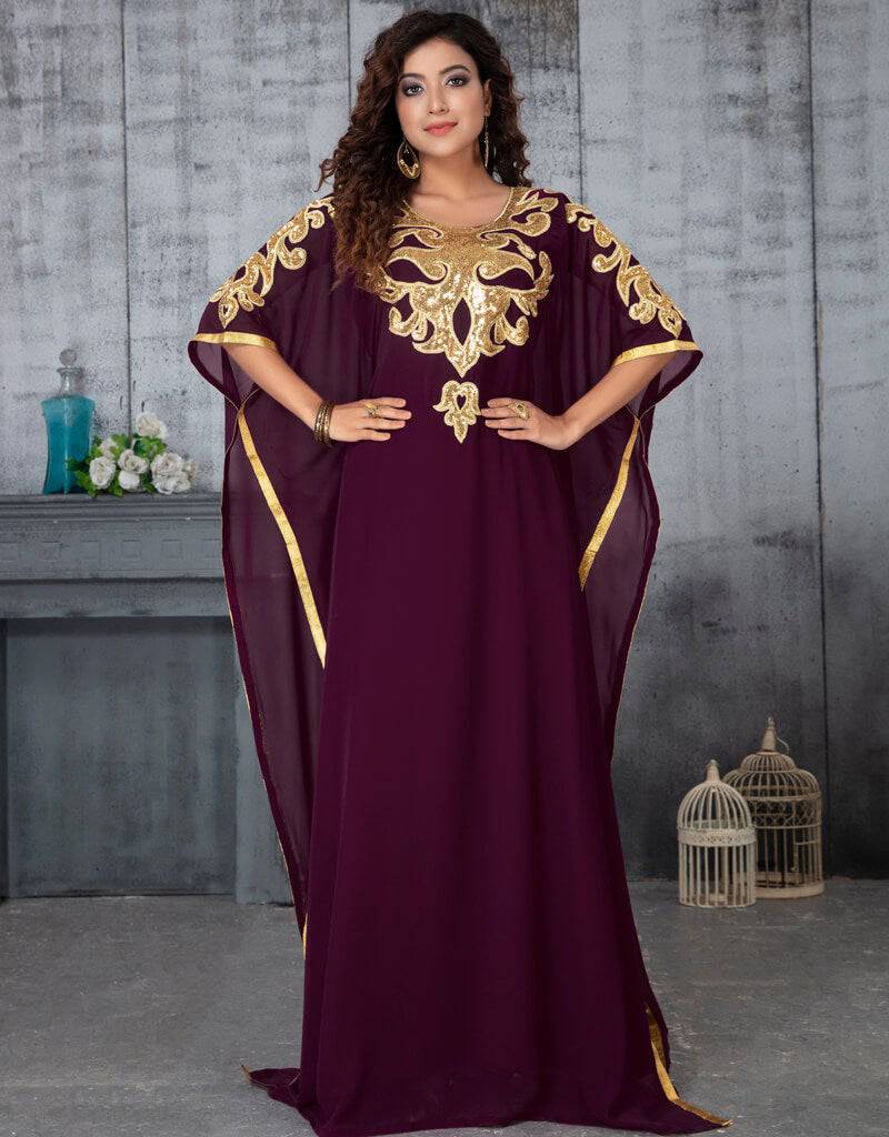 Muslim Women Free Size Purple Kaftan – Arabic attire