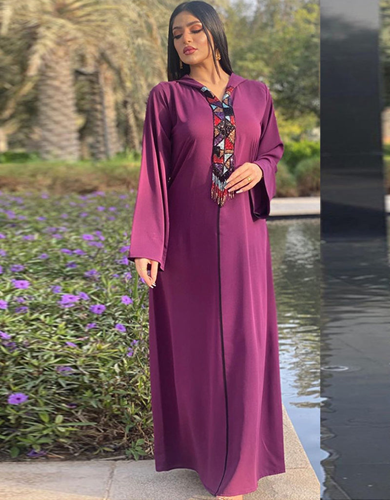 Dubai Hooded Thick Satin Women Abaya Dress for Ramadan Eid Party Evening Kaftan