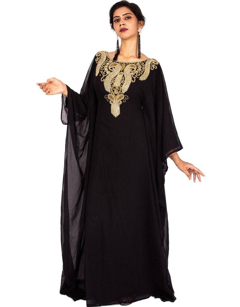 Arabic Party kaftan farasha patterned Black