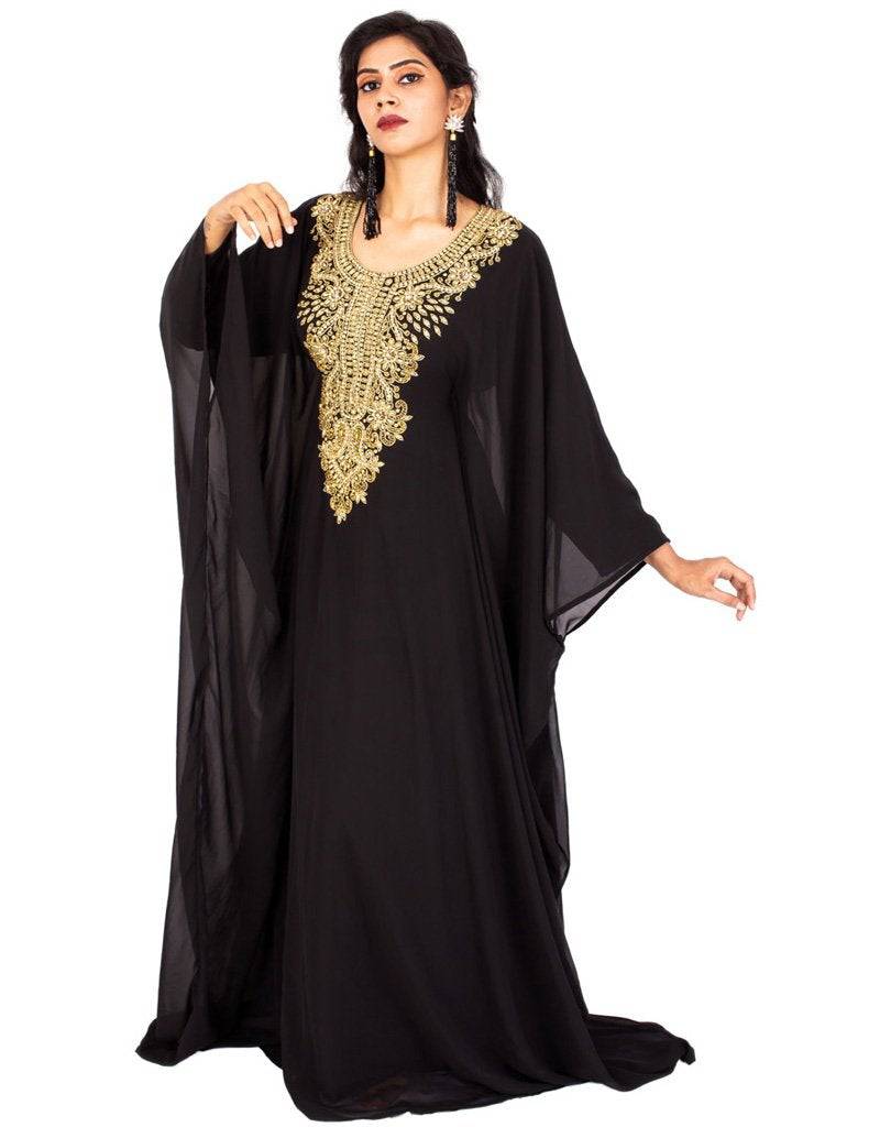 Women Party kaftan farasha patterned Black