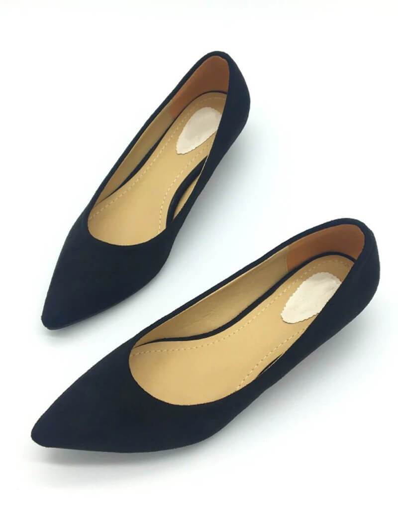 Black Leather Kitten Heel - Comfortable Heels - Ally Shoes