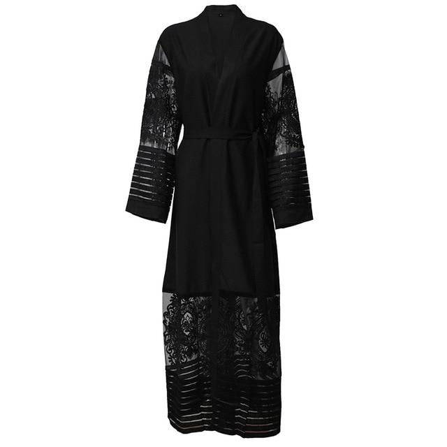 Women Long Chiffon Lace Cardigan Kimonos – Arabic attire