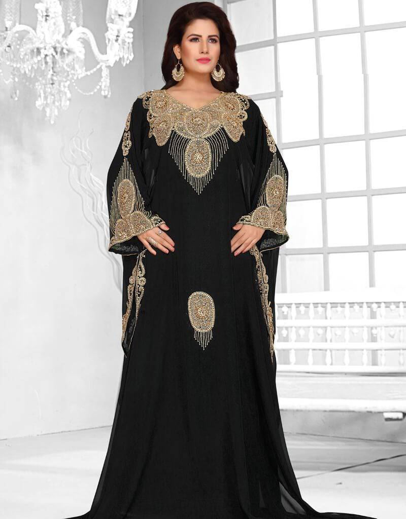 Heavy Farasha dress for party Farasha Style, Georgette Fabric, Golden ...