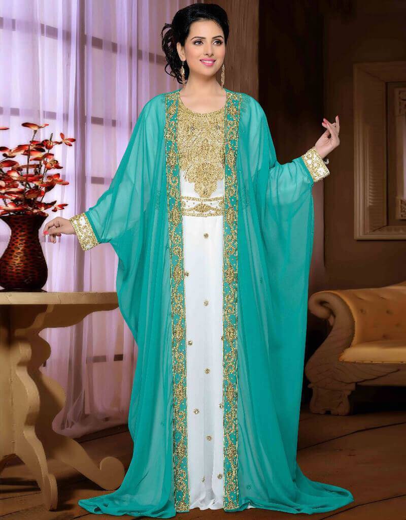 Wedding Jacket Style caftan Sea Green Color, Georgette Fabric, Handmade ...
