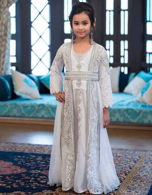 Arabic Moroccan Long Sleeve Caftan Kids Moroccan Style, Net Fabric ...
